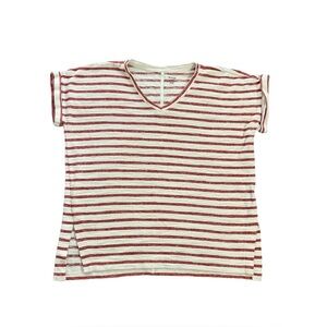 Relaxed Fit Red/White Striped Short Sleeve Rolled Cuff Tee Style & Co. Size PXL